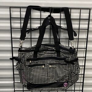 Roxy Black and White Gingham Travel Tote